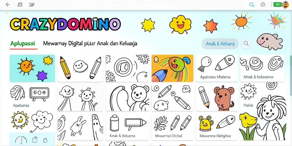 Antarmuka aplikasi CRAZYDOMINO dengan pilihan warna menarik.
