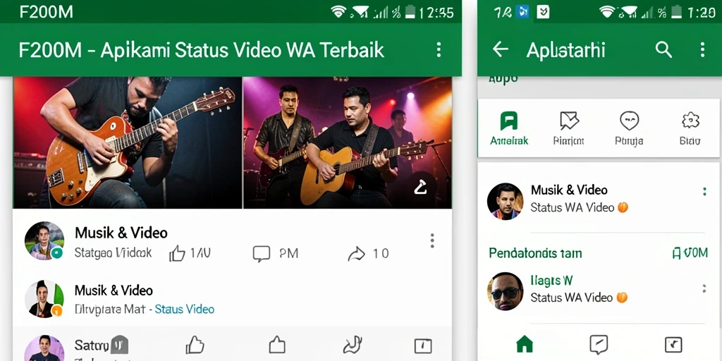 Antarmuka F200M menampilkan pilihan video status WA yang menarik.