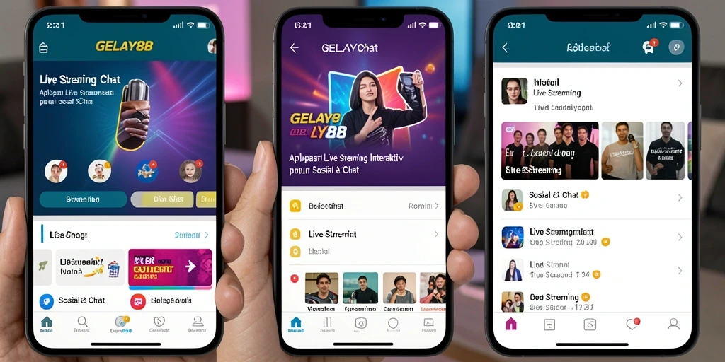 Antarmuka menarik dari aplikasi Live Streaming GELAY88.