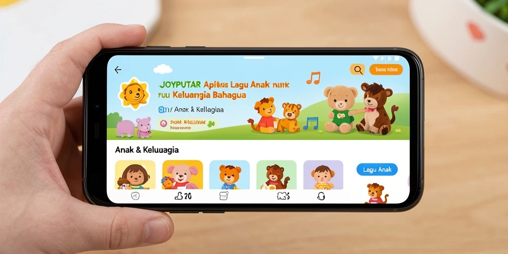 Tampilan antarmuka aplikasi JOYPUTAR yang ceria dan ramah anak.