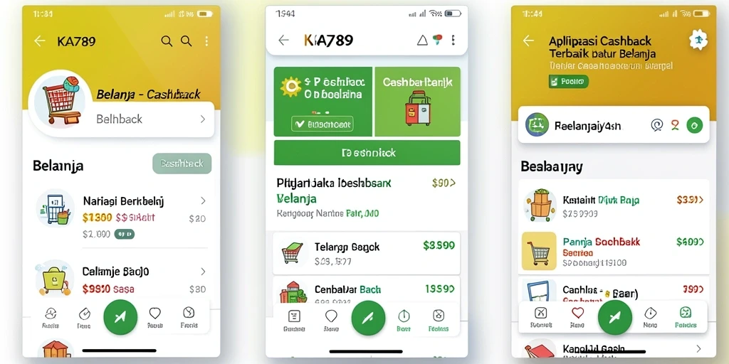 Antarmuka aplikasi KA789 menampilkan berbagai penawaran cashback menarik.